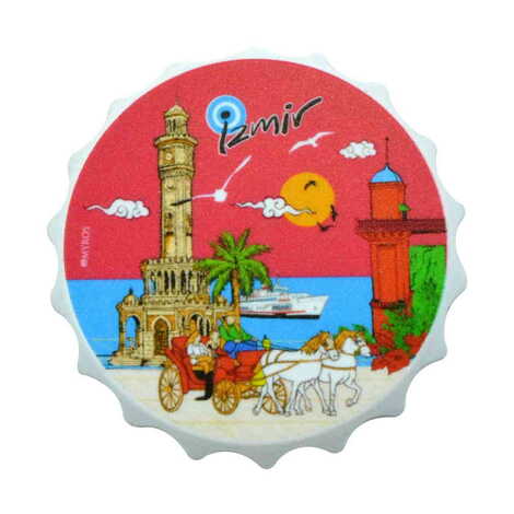 Izmir Themed Customised UV Printed Bottle Cap Shaped Plastic Base Bottle Opener 58x15 mm - 4