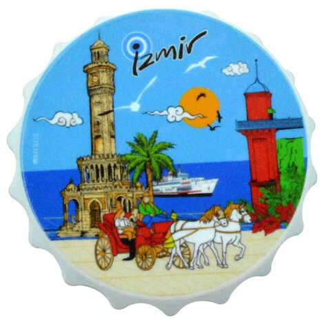 Izmir Themed Customised UV Printed Bottle Cap Shaped Plastic Base Bottle Opener 58x15 mm - 5