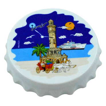 Izmir Themed Customised Uv Printed Bottle Cap Shaped Plastic Base Bottle Opener 63x15 mm - 9