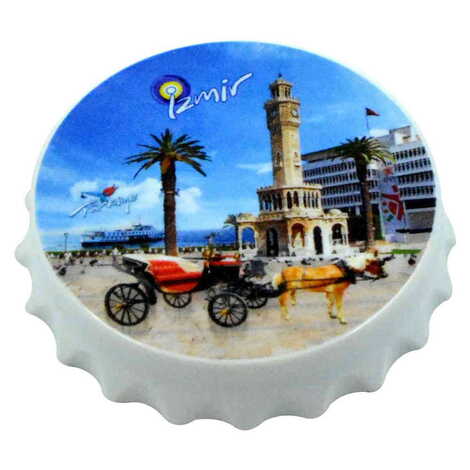 Izmir Themed Customised Uv Printed Bottle Cap Shaped Plastic Base Bottle Opener 63x15 mm - 11