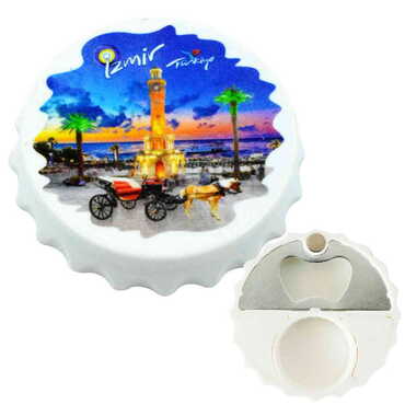 Izmir Themed Customised Uv Printed Bottle Cap Shaped Plastic Base Bottle Opener 63x15 mm - 12