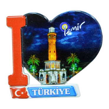 Izmir Themed Customised UV Printed Plastic Base Heart Shaped Fridge Magnet 86x62 mm - 4