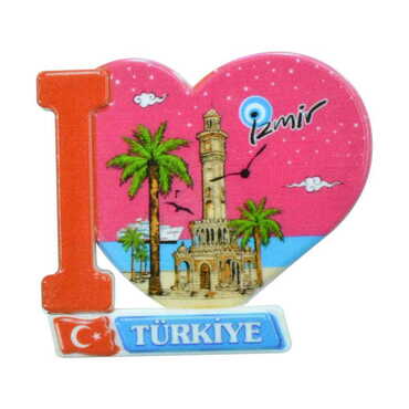 Izmir Themed Customised UV Printed Plastic Base Heart Shaped Fridge Magnet 86x62 mm - 5