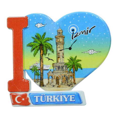 Izmir Themed Customised UV Printed Plastic Base Heart Shaped Fridge Magnet 86x62 mm - 6