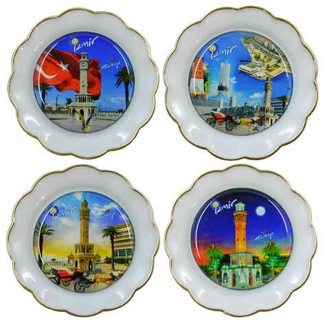 Izmir Themed Epoxy Dome Plate Shaped Souvenir Fridge Magnet 73 mm - 4