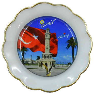 Izmir Themed Epoxy Dome Plate Shaped Souvenir Fridge Magnet 73 mm - 5