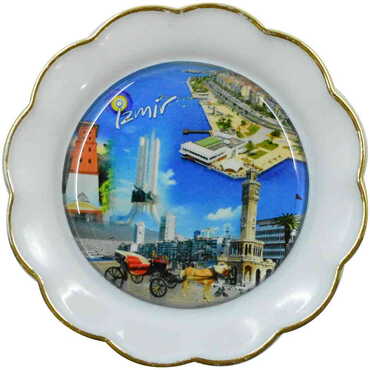 Izmir Themed Epoxy Dome Plate Shaped Souvenir Fridge Magnet 73 mm - 6