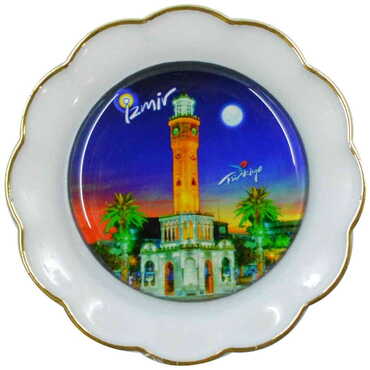 Izmir Themed Epoxy Dome Plate Shaped Souvenir Fridge Magnet 73 mm - 7