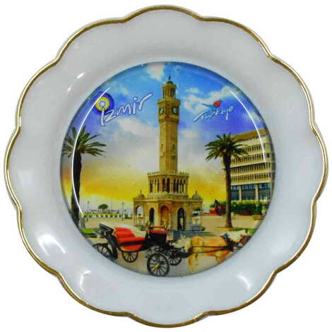 Izmir Themed Epoxy Dome Plate Shaped Souvenir Fridge Magnet 73 mm - 8