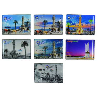 Izmir Themed Epoxy Dome Rectangle Souvenir Fridge Magnet 80x55 cm - 3