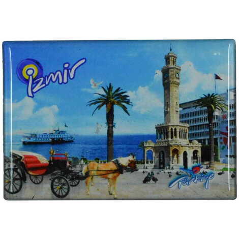 Izmir Themed Epoxy Dome Rectangle Souvenir Fridge Magnet 80x55 cm - 4