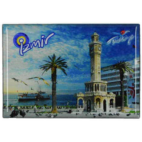 Izmir Themed Epoxy Dome Rectangle Souvenir Fridge Magnet 80x55 cm - 5