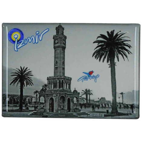 Izmir Themed Epoxy Dome Rectangle Souvenir Fridge Magnet 80x55 cm - 6