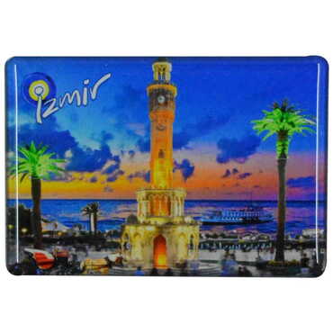 Izmir Themed Epoxy Dome Rectangle Souvenir Fridge Magnet 80x55 cm - 7