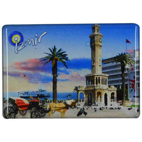 Izmir Themed Epoxy Dome Rectangle Souvenir Fridge Magnet 80x55 cm - 8