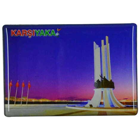 Izmir Themed Epoxy Dome Rectangle Souvenir Fridge Magnet 80x55 cm - 9