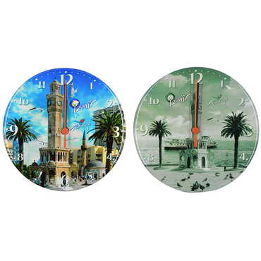 Izmir Themed Epoxy Wall Clock Home Decoration 20 Cm - 3