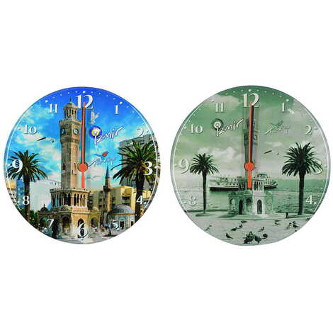 Izmir Themed Epoxy Wall Clock Home Decoration 20 Cm - 3