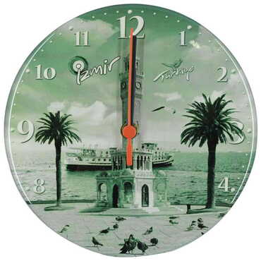 Izmir Themed Epoxy Wall Clock Home Decoration 20 Cm - 4