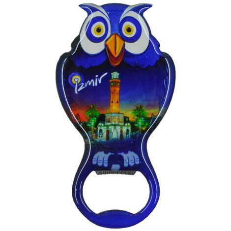 Izmir Themed Owl Shaped Metal Magnetic Bottle Opener 88x47 mm - 5