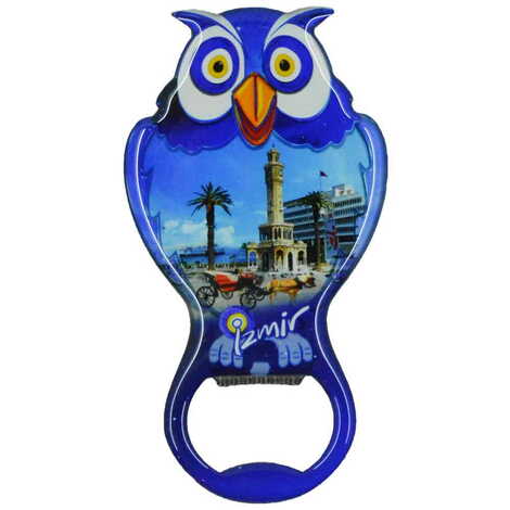 Izmir Themed Owl Shaped Metal Magnetic Bottle Opener 88x47 mm - 6