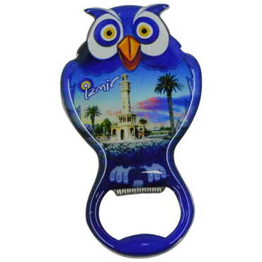 Izmir Themed Owl Shaped Metal Magnetic Bottle Opener 88x47 mm - 7