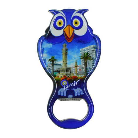 Izmir Themed Owl Shaped Metal Magnetic Bottle Opener 88x47 mm - 8