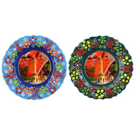 Izmir Themed Turkish Ceramic Plate With Epoxy 12 Cm - 4