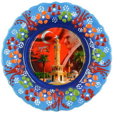 Izmir Themed Turkish Ceramic Plate With Epoxy 12 Cm - 5