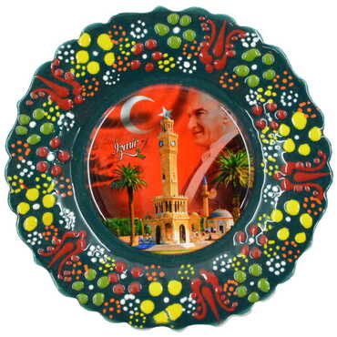 Izmir Themed Turkish Ceramic Plate With Epoxy 12 Cm - 6