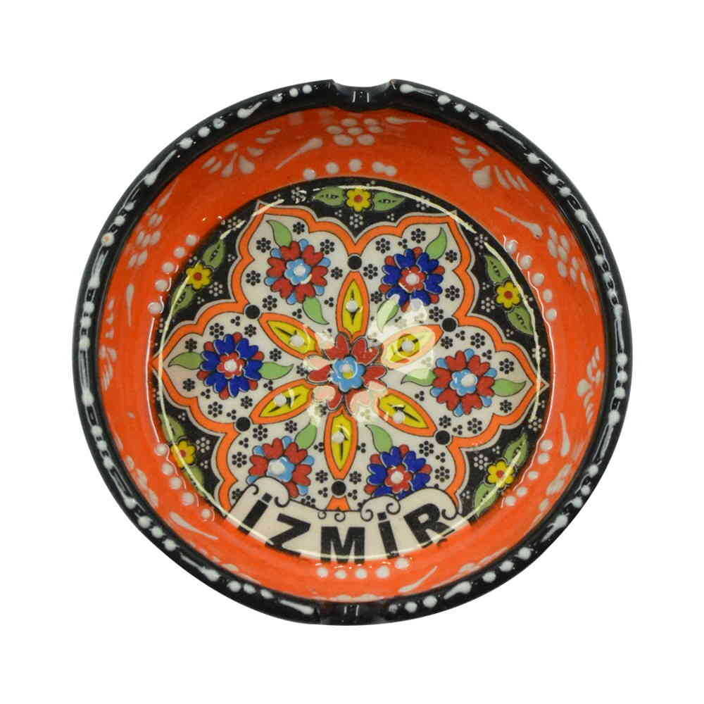 Handmade Ceramic Ashtray with Lid Decorative Turkish Hand Painted