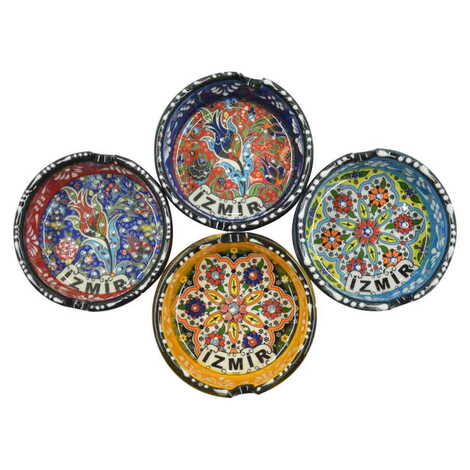 Izmir Themed Turkish Ceramic Special Relief Ashtray Small Size - 3