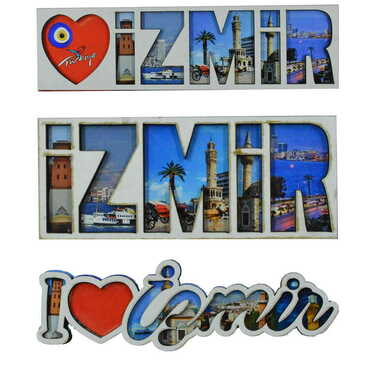 Izmir Themed Wooden Customised City Name Letter Souvenir Fridge Magnet - 3