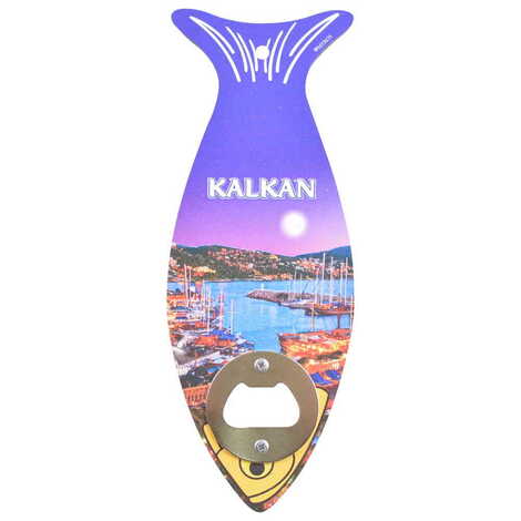 Toptan Kalkan Temalı Ahşap Balık Açacak Magnet 190x70 mm - 4