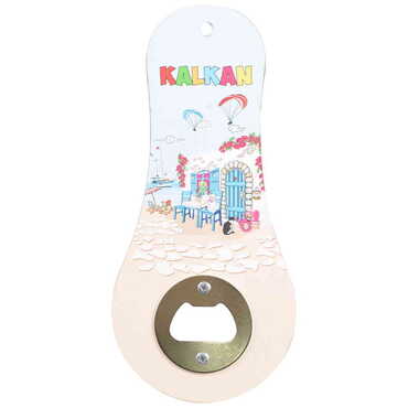 Kalkan Themed Classic Shaped Printed MDF Wooden Bottle Opener 170x79 mm - 4