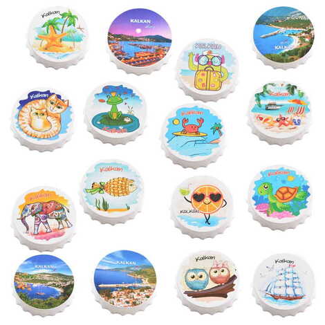 Kalkan Themed Customised Uv Printed Bottle Cap Shaped Plastic Base Bottle Opener 63x15 mm - 2