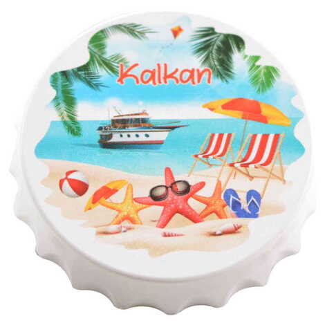 Kalkan Themed Customised Uv Printed Bottle Cap Shaped Plastic Base Bottle Opener 63x15 mm - 9