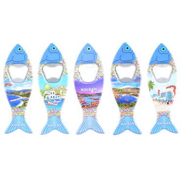 Kalkan Themed Customised UV Printed Fish Shape Printed Plastic Base Bottle Opener 42x130 mm - 3