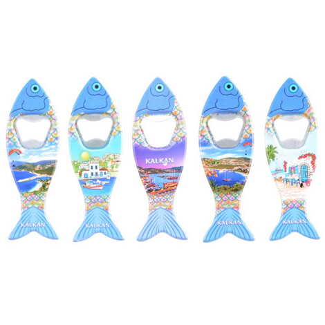 Kalkan Themed Customised UV Printed Fish Shape Printed Plastic Base Bottle Opener 42x130 mm - 3