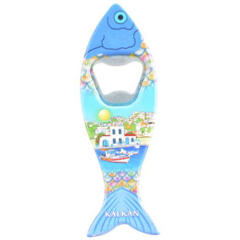 Kalkan Themed Customised UV Printed Fish Shape Printed Plastic Base Bottle Opener 42x130 mm - 8