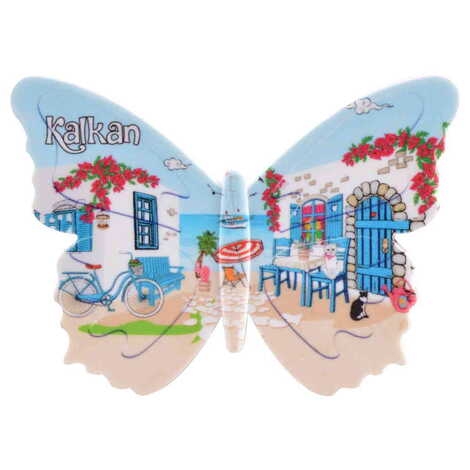 Kalkan Themed Customised UV Printed Plastic Base Butterfly Shaped Fridge Magnet 80x58 mm - 4