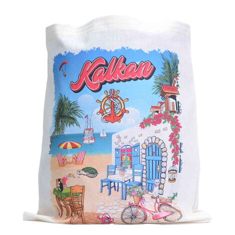 Kalkan Themed Digital Printed Tote Bag 35x40 cm - 2