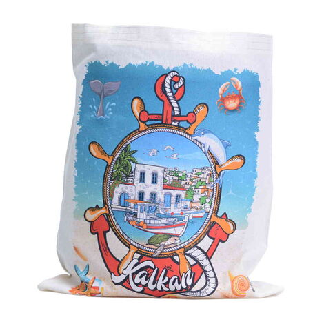 Kalkan Themed Digital Printed Tote Bag 35x40 cm - 3