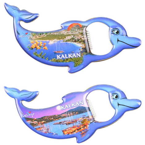 Kalkan Themed Dolphin Shaped Metal Magnetic Bottle Opener 102x67 mm - 3