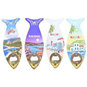 Kalkan Themed Fish Shaped Printed MDF Wooden Bottle Opener 190x70 mm - 2