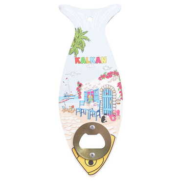 Kalkan Themed Fish Shaped Printed MDF Wooden Bottle Opener 190x70 mm - 5