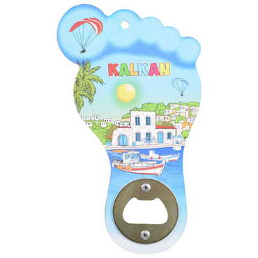 Kalkan Themed Foot Shaped Printed MDF Wooden Bottle Opener 160x92 mm - 4