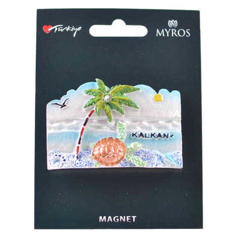 Kalkan Themed Polyester Backing Carded Stoned And Nacrous Fridge Magnet - 11