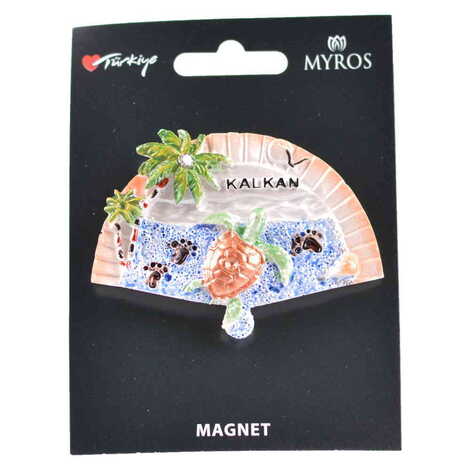 Kalkan Themed Polyester Backing Carded Stoned And Nacrous Fridge Magnet - 12