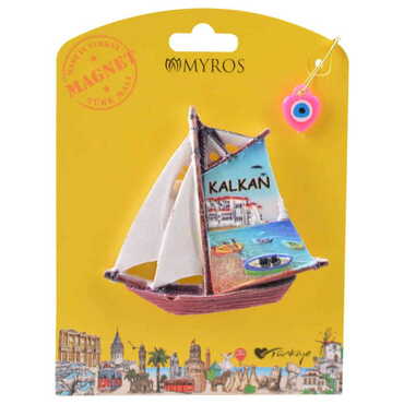 Kalkan Themed Polyester Backing Carded Stoned And Nacrous Fridge Magnet - 15